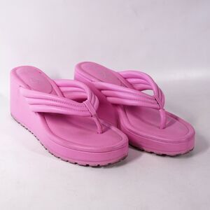 Jessica Simpson Hot Pink High Heel Platform Sandals Wedge Flip Flops Shoes 9M/40